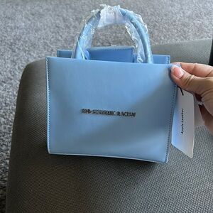 Brandon Blackwell small tote w detachable strap brand new light blue
